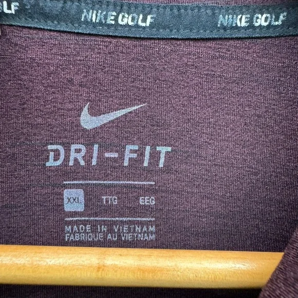 Nike Golf Polo Shirt Mens Size XXL Burgundy Short Sleeve Dri-Fit Performance Top - Picture 3 of 12